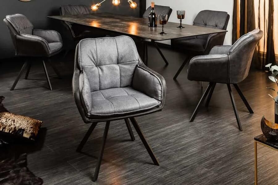 Invicta Interior Draaibare designstoel MR. LOUNGER antracietgrijs microvezel flatweave met armleuning 39301 - Foto 2