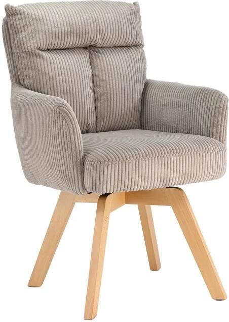 Invicta Interior Draaibare fauteuil BIG GEORGE 360° roteerbaar berkenhout frame met armleuningen veerkern koord greige 48903