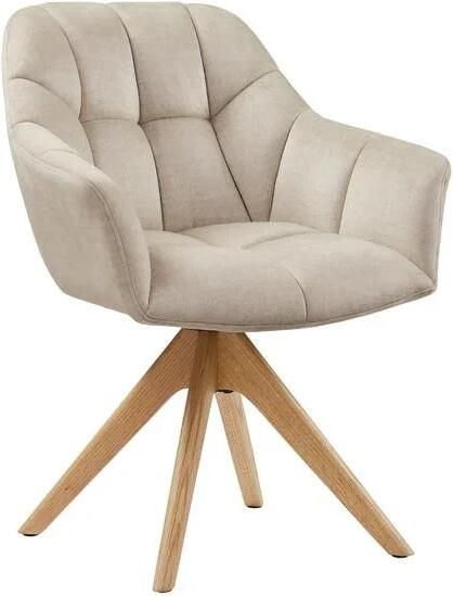 Invicta Interior Draaibare fauteuil PAPILLON 180° met armleuningen fluweel beige eik 48894