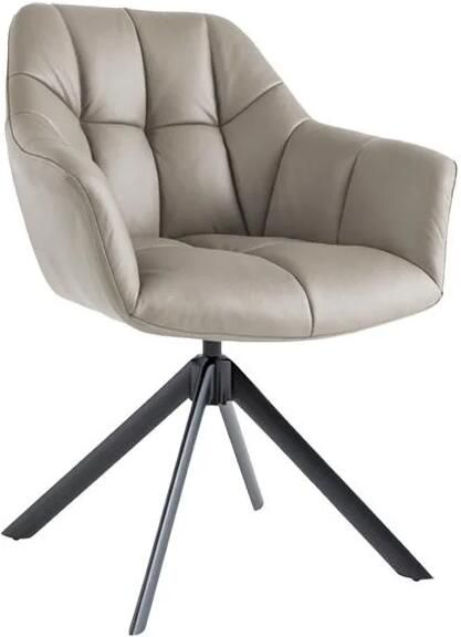 Invicta Interior Draaibare fauteuil PAPILLON 180° met armleuningen leer taupe