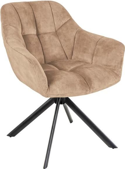 Invicta Interior Draaibare fauteuil PAPILLON 180° met armleuningen velours champagne greige