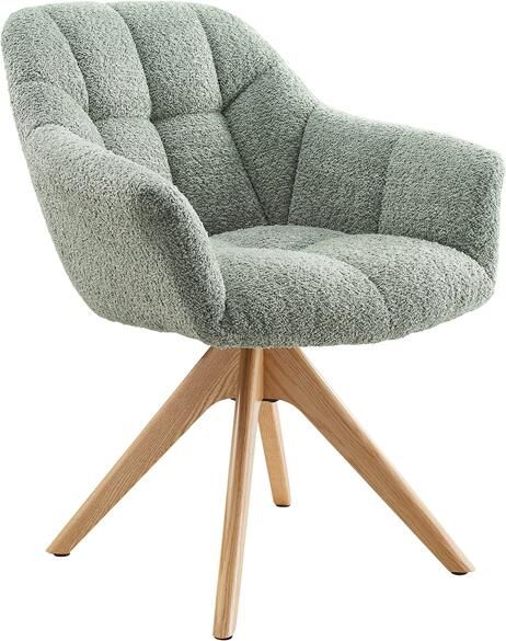 Invicta Interior Draaibare fauteuil PAPILLON draaibaar 180° met armleuningen bouclé saliegroen