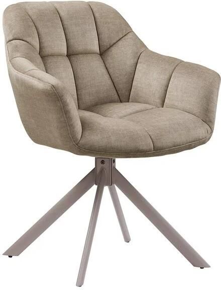 Invicta Interior Draaibare fauteuil PAPILLON roteerbaar 180° met armleuningen fluweel beige greige