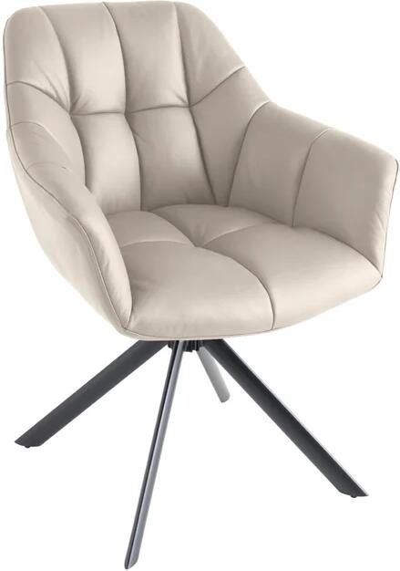 Invicta Interior Draaibare fauteuil PAPILLON roteerbaar 180° met armleuningen leder beige 49010