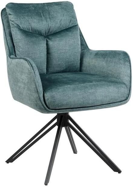 Invicta Interior Draaibare fauteuil PROMETHEUS 180° met armleuningen vogue velours fluweel petrol