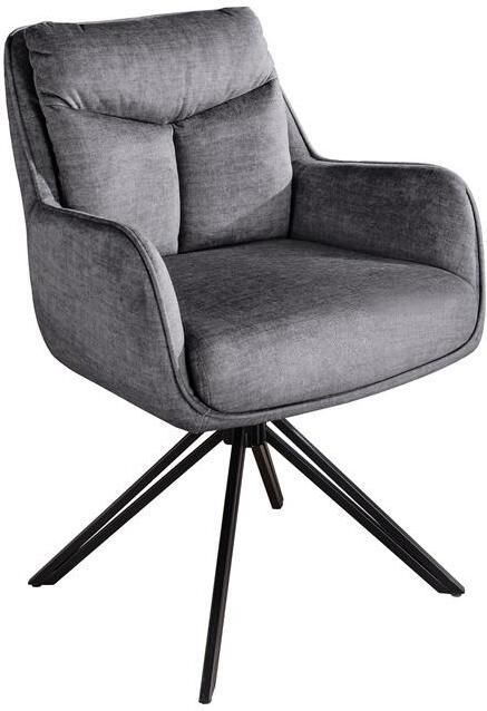 Invicta Interior Draaibare fauteuil PROMETHEUS roteerbaar 180° met armleuningen vogue velours fluweel grafietgrijs