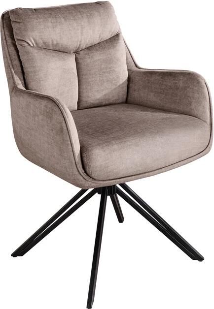 Invicta Interior Draaibare fauteuil PROMETHEUS roteerbaar 180° met armleuningen vogue velours fluweel taupe
