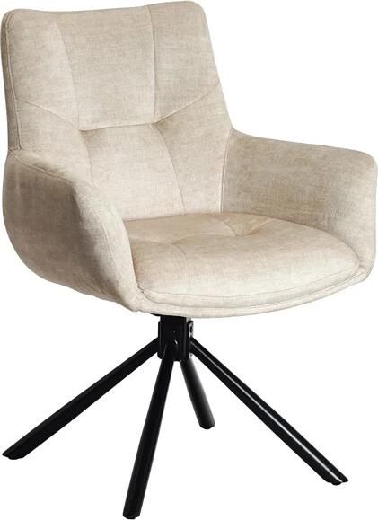 Invicta Interior Draaibare fauteuil SIGNATURE 360° met armleuningen veerkern fluweel beige 48793