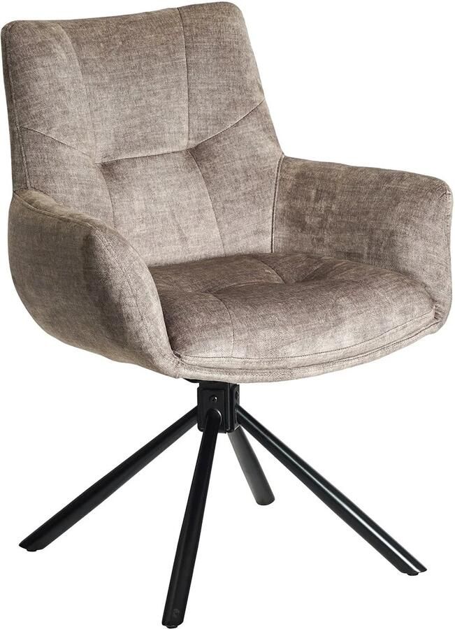 Invicta Interior Draaibare fauteuil SIGNATURE 360° met armleuningen veerkernstoffen fluweel taupe 48794