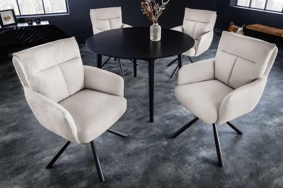 Invicta Interior Draaibare Retro Stoel BIG GEORGE greige Bouclé Armleuningen Bonnell Spring Core 42674 - Foto 3