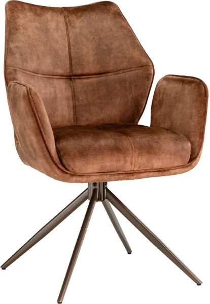 Invicta Interior Draaibare stoel CONCORD 180° auto-return met armleuningen pocket spring core fluweel roestbruin 48898