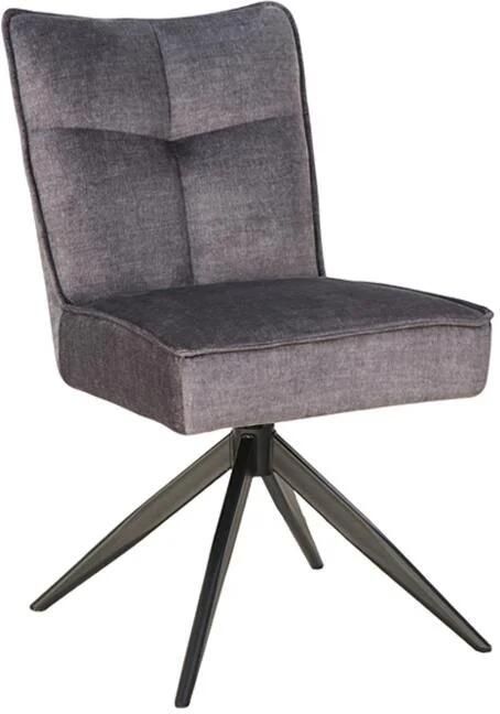 Invicta Interior Draaibare stoel LUGANO 360° auto-return 150 kg draagvermogen veerkern velours fluweel grijs zwart 49068
