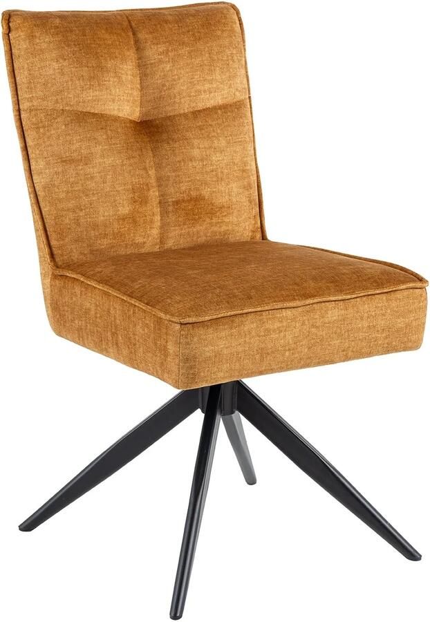 Invicta Interior Draaibare stoel LUGANO 360° automatisch terugkerend 150 kg draagvermogen spiraalvering fluweel mosterdgeel zwart 49069