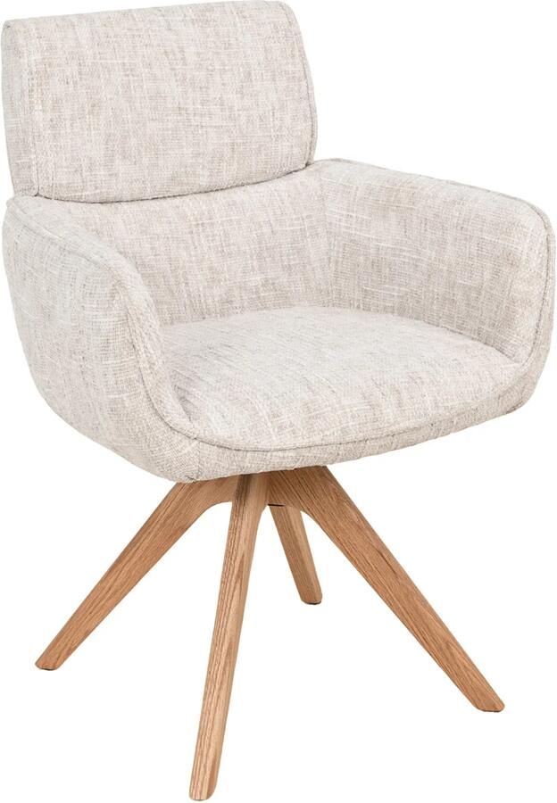 Invicta Interior Draaibare stoel UNIQUE 180° auto-return met armleuningen chenille stof beige natural 48561