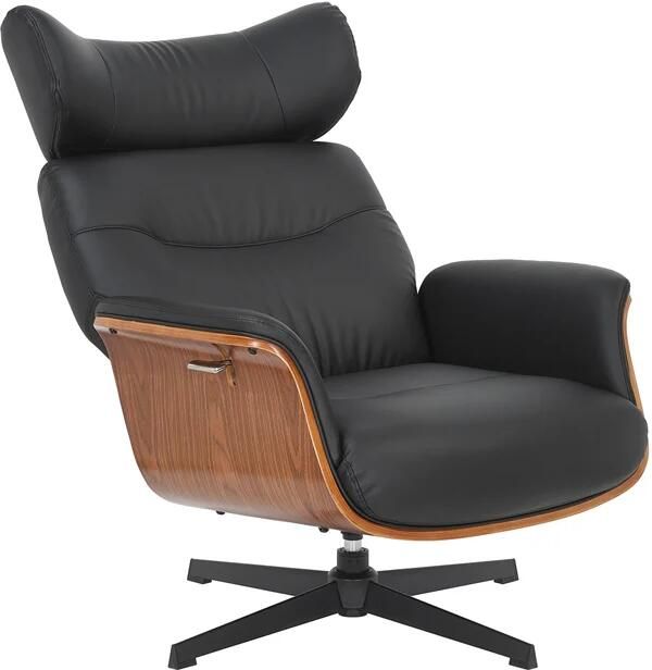 Invicta Interior Draaifauteuil VOGUE 360° verstelbare rugleuning fineer kunstleer zwart bruin