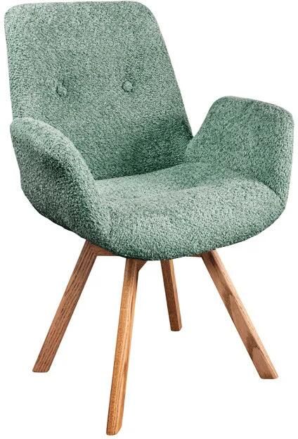 Invicta Interior Draaistoel BALTIC 360° draaibaar bouclé mint met eikenhouten poten naturel 45164
