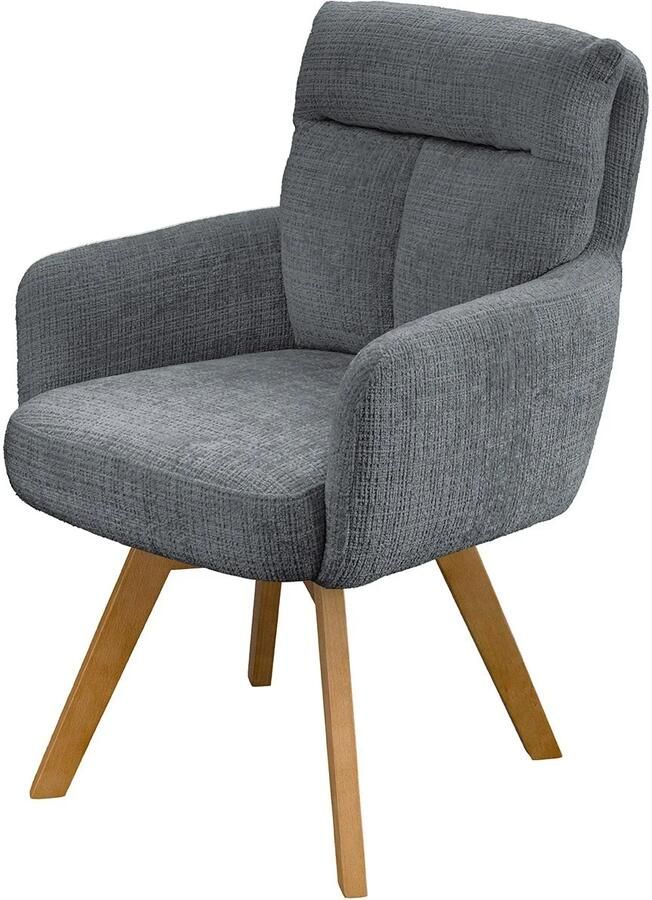 Invicta Interior Draaistoel BIG GEORGE met armleuningen van grijze chenillestof draaibaar. 47519