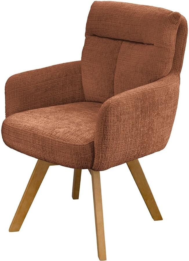 Invicta Interior Draaistoel BIG GEORGE met armleuningen van roestbruine chenillestof draaibaar 47520