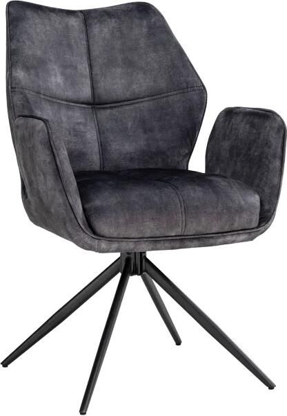 Invicta Interior Draaistoel CONCORD 180° auto-return met armleuningen zakveersysteem fluweel donkergrijs zwart 48900