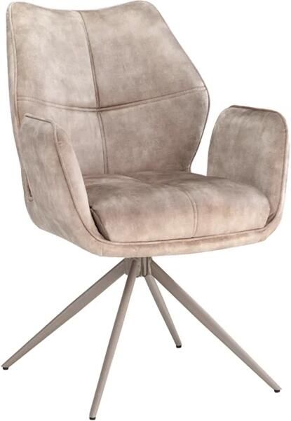 Invicta Interior Draaistoel CONCORD 180° auto-terugkeer met armleuningen zakveersysteem fluweel champagne greige 48899