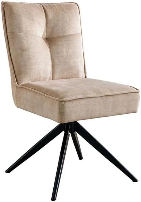 Invicta Interior Draaistoel LUGANO 360° auto-return 150 kg draagvermogen veerkern velours fluweel beige zwart 49067