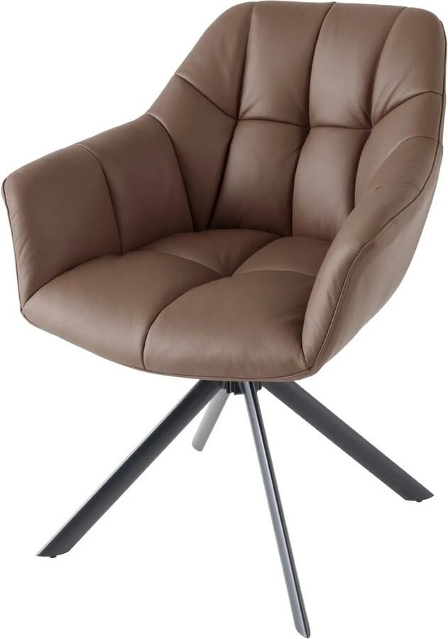 Invicta Interior Draaistoel PAPILLON draaibaar 180 graden met armleuningen Leather bruin zwart 44595