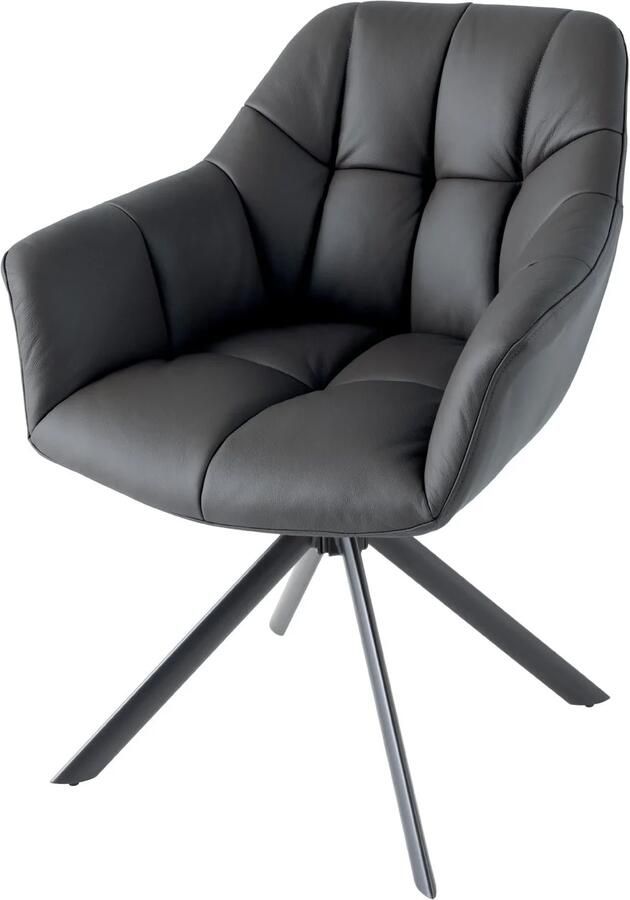 Invicta Interior Draaistoel PAPILLON draaibaar 180 graden met armleuningen leather zwart 44594