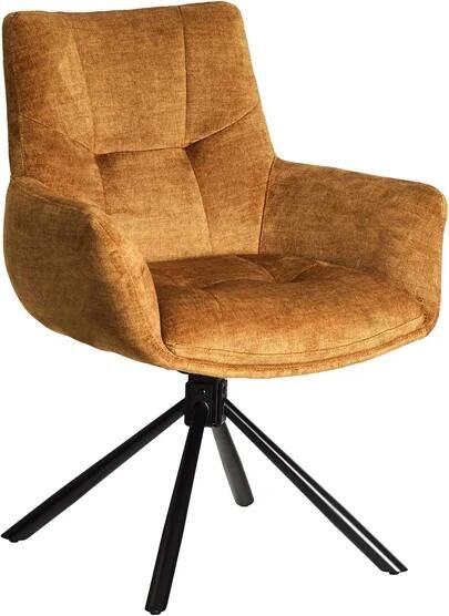 Invicta Interior Draaistoel SIGNATURE 360° draaibaar met armleuningen veercore fluweel mosterdgeel 48795