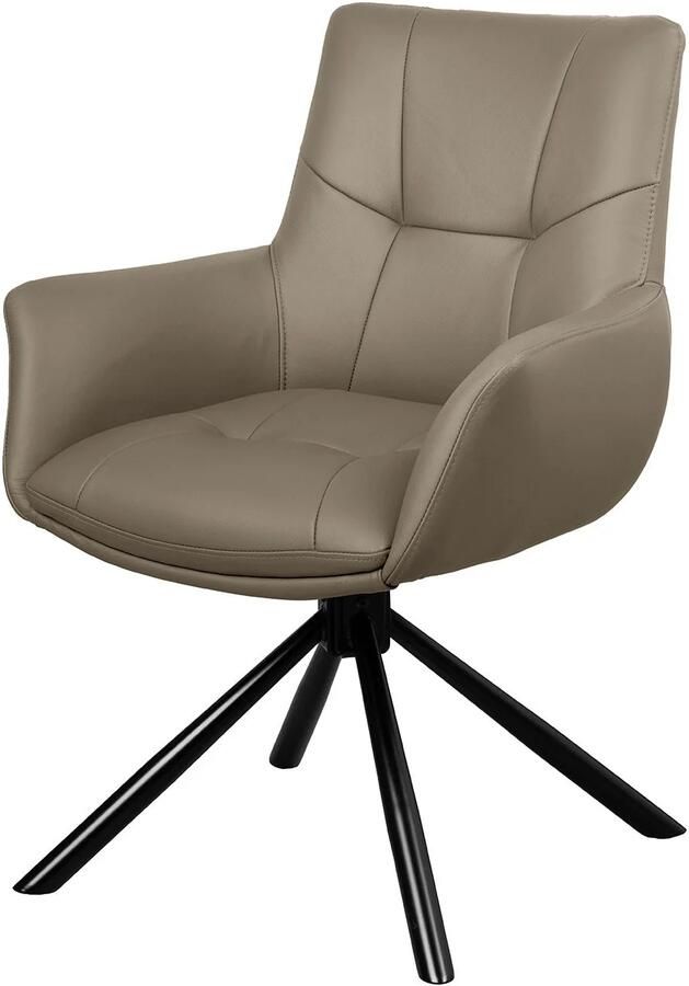 Invicta Interior Draaistoel SIGNATURE 360° met armleuningen verende kern taupekleurig leer draaibaar 47468