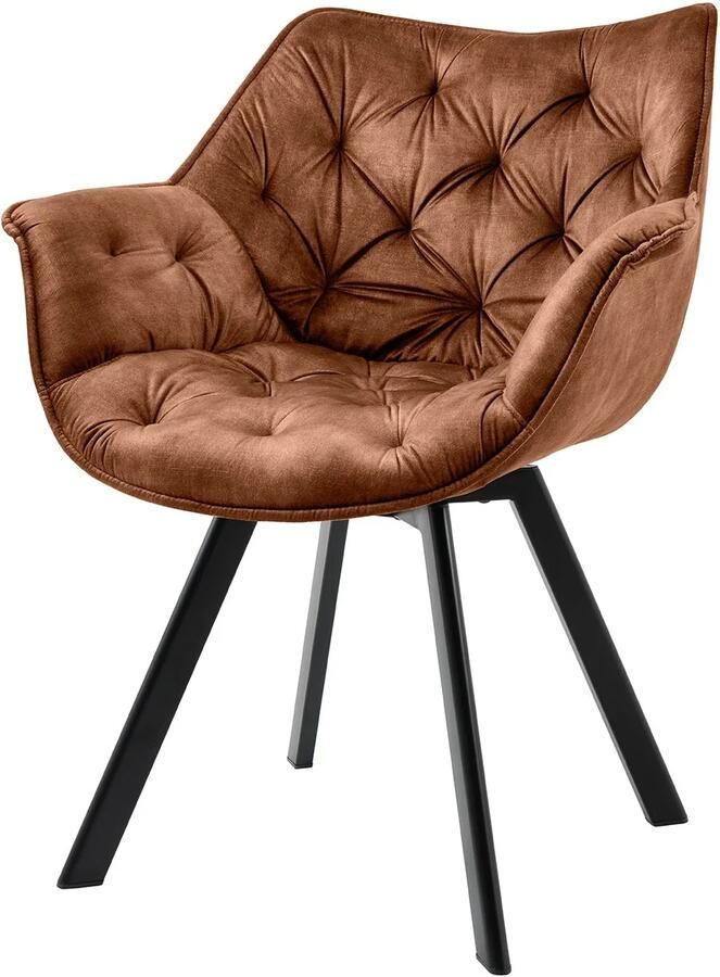Invicta Interior Draaistoel THE DUTCH COMFORT 180° draaibaar met armleuningen fluweel roestbruin. 46667