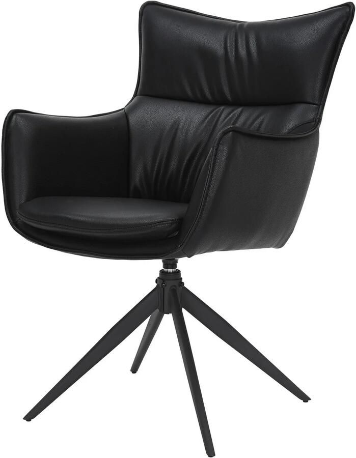 Invicta Interior Draaistoel VOGUE 360° met armleuningen zwart kunstleer met zwart metalen frame 47708
