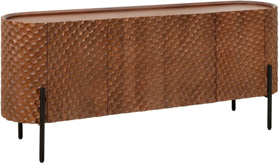 Invicta Interior Dressoir ADLON 180 cm 3D mangohout bruin met zwarte metalen poten 47148