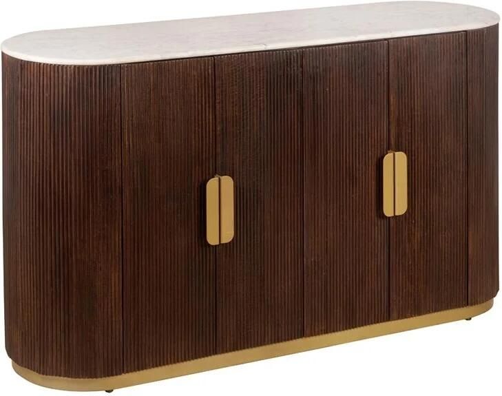 Invicta Interior Dressoir GATSBY 140cm mangohout bruin marmer blad wit 49524