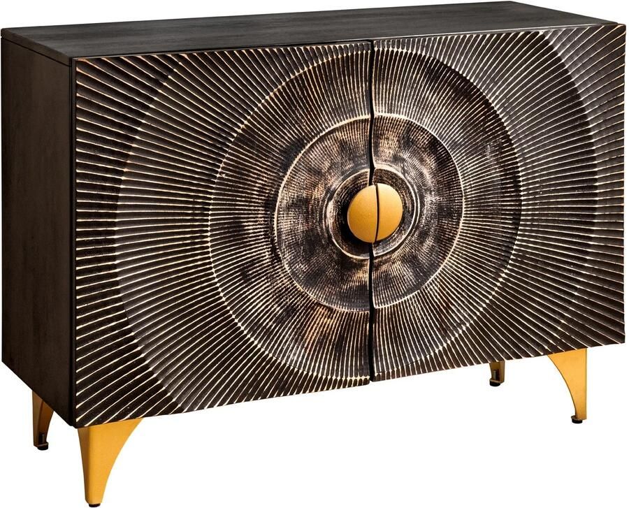 Invicta Interior Dressoir GOLDEN SUNSET 100cm 3D mango wood zwart goud 49369