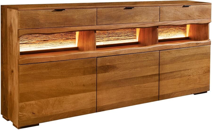 Invicta Interior Dressoir GRAND MANGO 180cm mangohout bruin met afstandsbediening LED-verlichting 49212