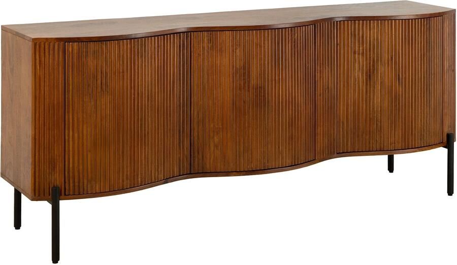 Invicta Interior Dressoir GRANDEUR 180 cm 3D retrostijl mangohout bruin met zwarte metalen poten 47147