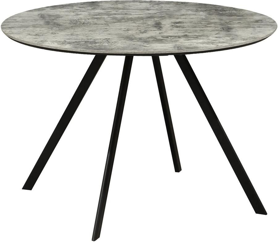 Invicta Interior Eettafel ATELIER 100 cm rond grijze steenlook met zwarte metalen poten 46569