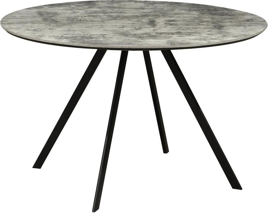 Invicta Interior Eettafel ATELIER 120 cm rond grijze steenlook met zwarte metalen poten 46570