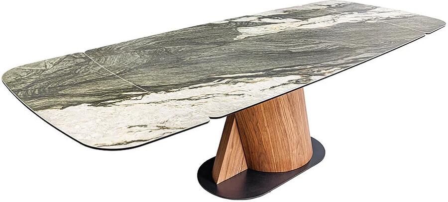 Invicta Interior Eettafel ELEMENTS 180-260 cm uitschuifbaar met walnoothouten frame en keramisch blad in taupe-grijze marmerlook. 46475
