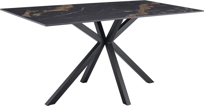 Invicta Interior Eettafel GALAXIE 160cm met sterrenframe aurora oro keramiek zwart goud zand