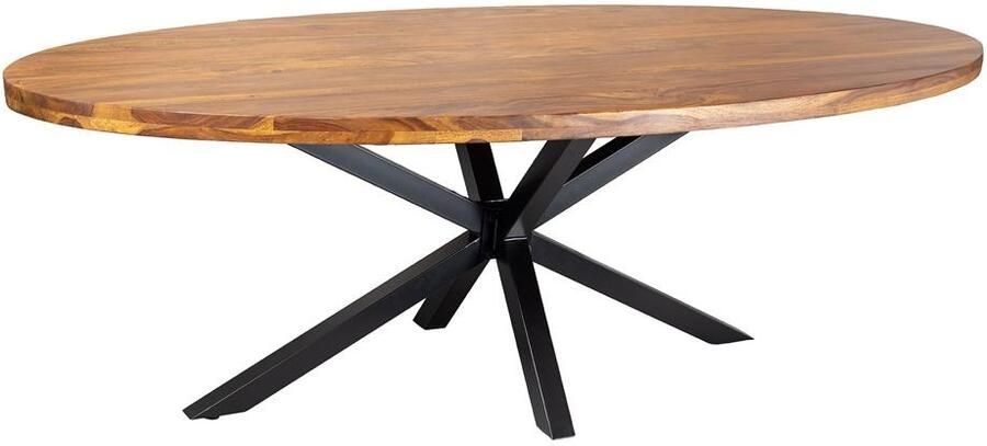 Invicta Interior Eettafel GALAXIE 240cm ovaal sheesham hout bruin steen afwerking met zwart sterren frame 48199