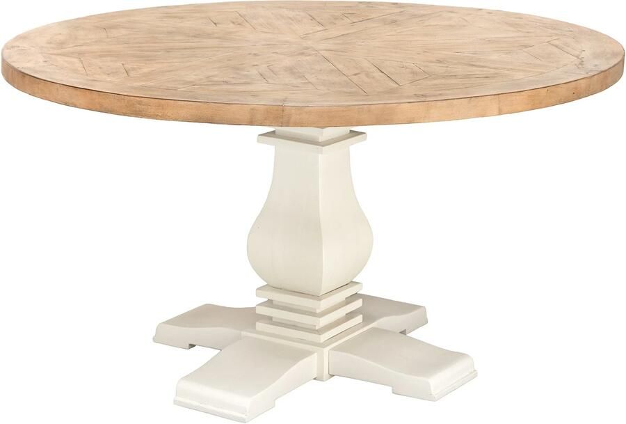 Invicta Interior Eettafel HAMPTONS 120cm rond gerecycled grenen licht bruin crème 48661