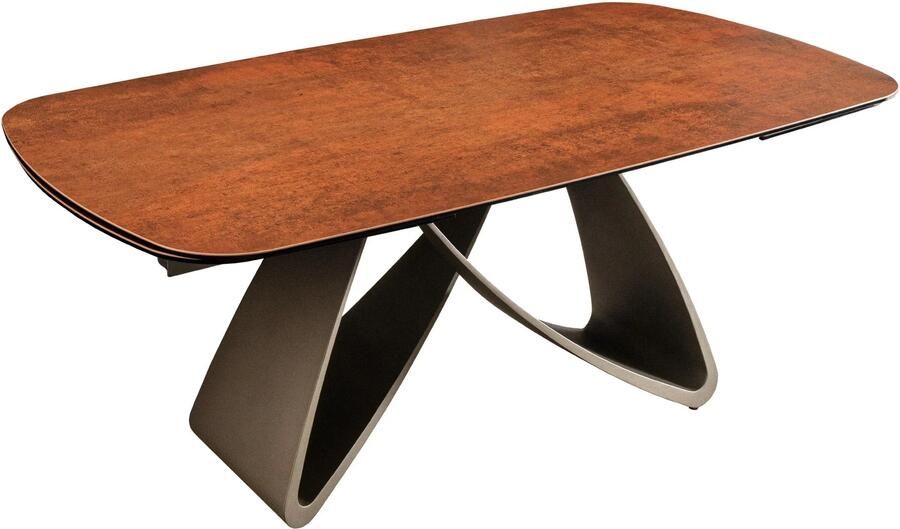 Invicta Interior Eettafel INFINITY 180-220-260cm bootsvormig uitschuifbaar Spaans keramiek roestbruin 49074