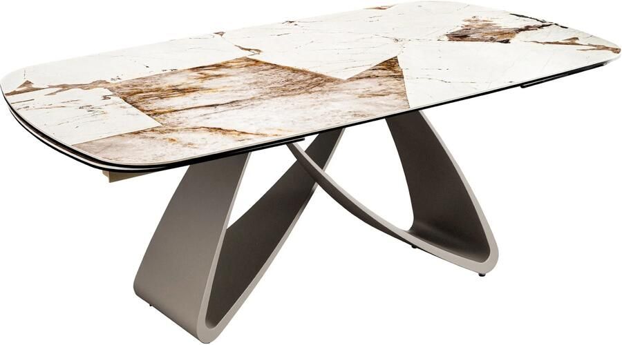 Invicta Interior Eettafel INFINITY 180-220-260cm bootvormig uitschuifbaar Italiaans patagonia keramiek wit bruin 48792