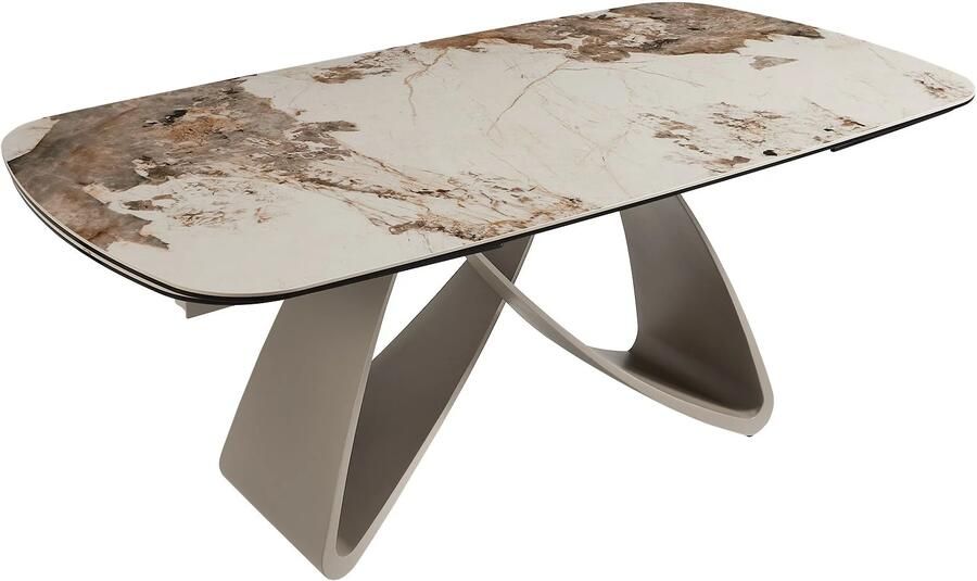 Invicta Interior Eettafel INFINITY 180-220-260cm bootvormig uitschuifbaar pandora keramiek wit bruin 49194