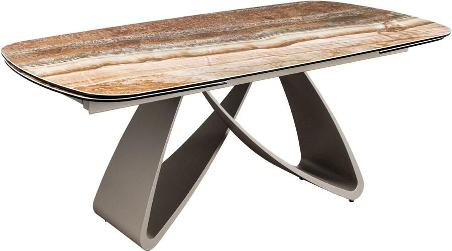 Invicta Interior Eettafel INFINITY 180-220-260cm bootvormig uitschuifbaar Spaans onyx keramiek roestbruin 49073