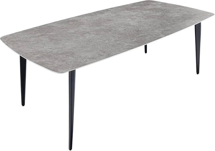 Invicta Interior Design eettafel MILANO 180 cm grijs marmer keramiek zwarte metalen poten 44768