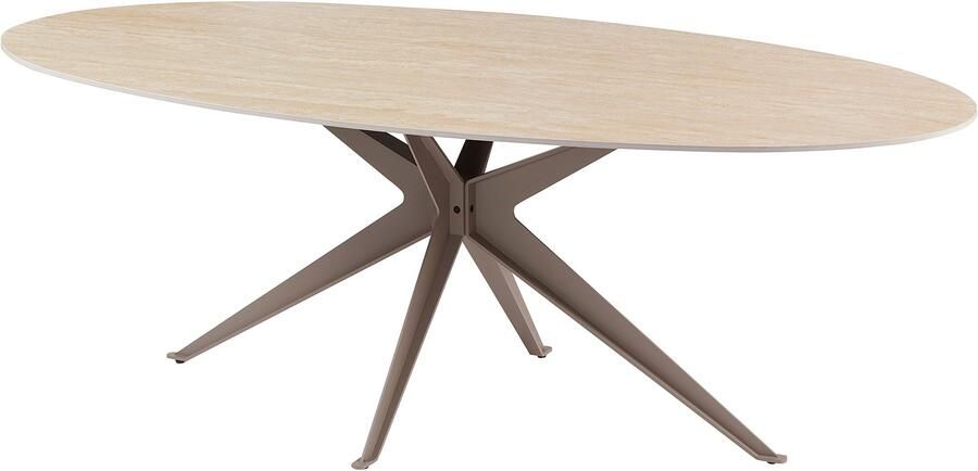 Invicta Interior Eettafel TRAVERTIN 220cm ovaal keramiek champagne greige