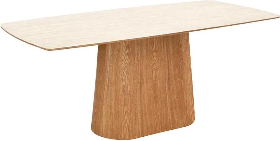 Invicta Interior Eettafel UNIQUE 200cm eikenhout fineer met keramisch blad wit marmer licht bruin 48904