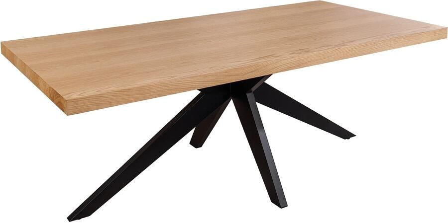 Invicta Interior Eettafel ZEUS 200 cm natuurlijke eikenhoutlook met zwart metalen frame 46574